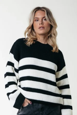 Truien<Colourful Rebel Alba Stripe Knit | Black/white