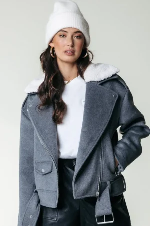 Jassen | Blazers<Colourful Rebel Elea Wool Biker Jacket | Medium grey melange Mediumgreymelange