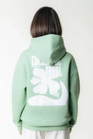 Hoodies<Colourful Rebel Flower Hoodie | Soft Green Softgreen