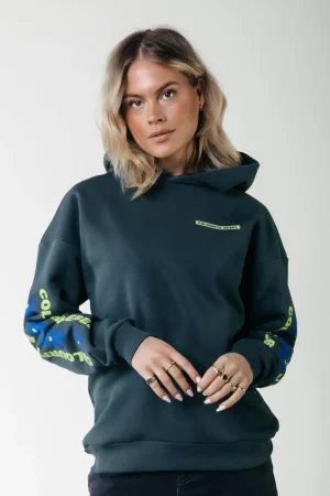 Hoodies<Colourful Rebel Flowers Sleeve Logo Hoodie | Green gables Greengables