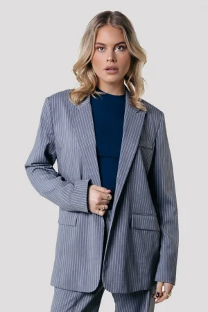 Blazers<Colourful Rebel Gemma Pinstripe Blazer | Dark grey Darkgrey