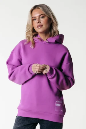 Hoodies<Colourful Rebel Label Hoodie | Violet Pink Violetpink