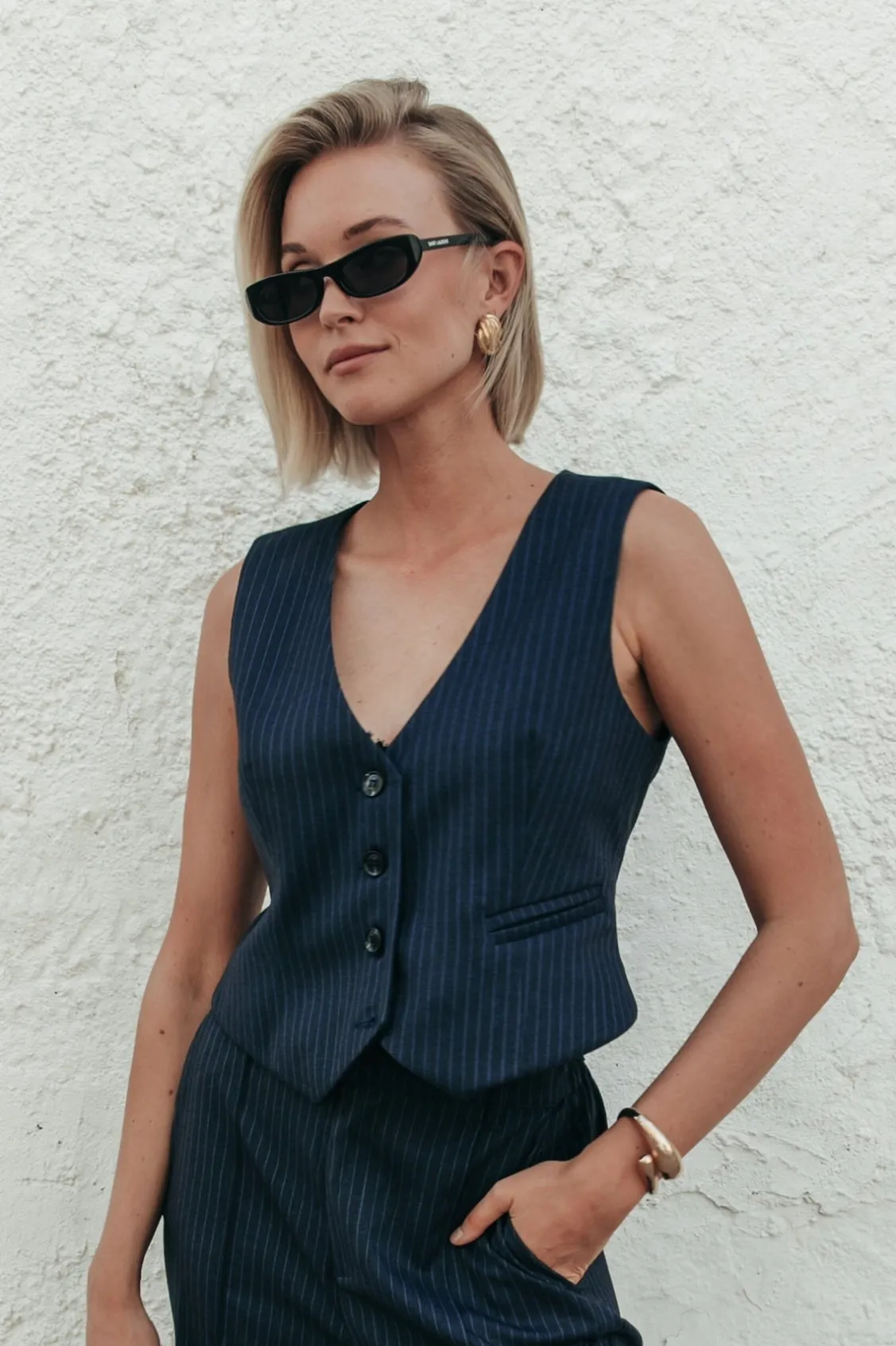 Jassen | Blazers<Colourful Rebel Loiza Pinstripe Gilet | Dark blue Darkblue