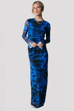 Jurken<Colourful Rebel Maude Animal Mesh Dress | Deep blue Deepblue