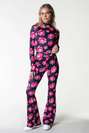 Broeken<Colourful Rebel Poppy Flower Flare | Bright pink Brightpink