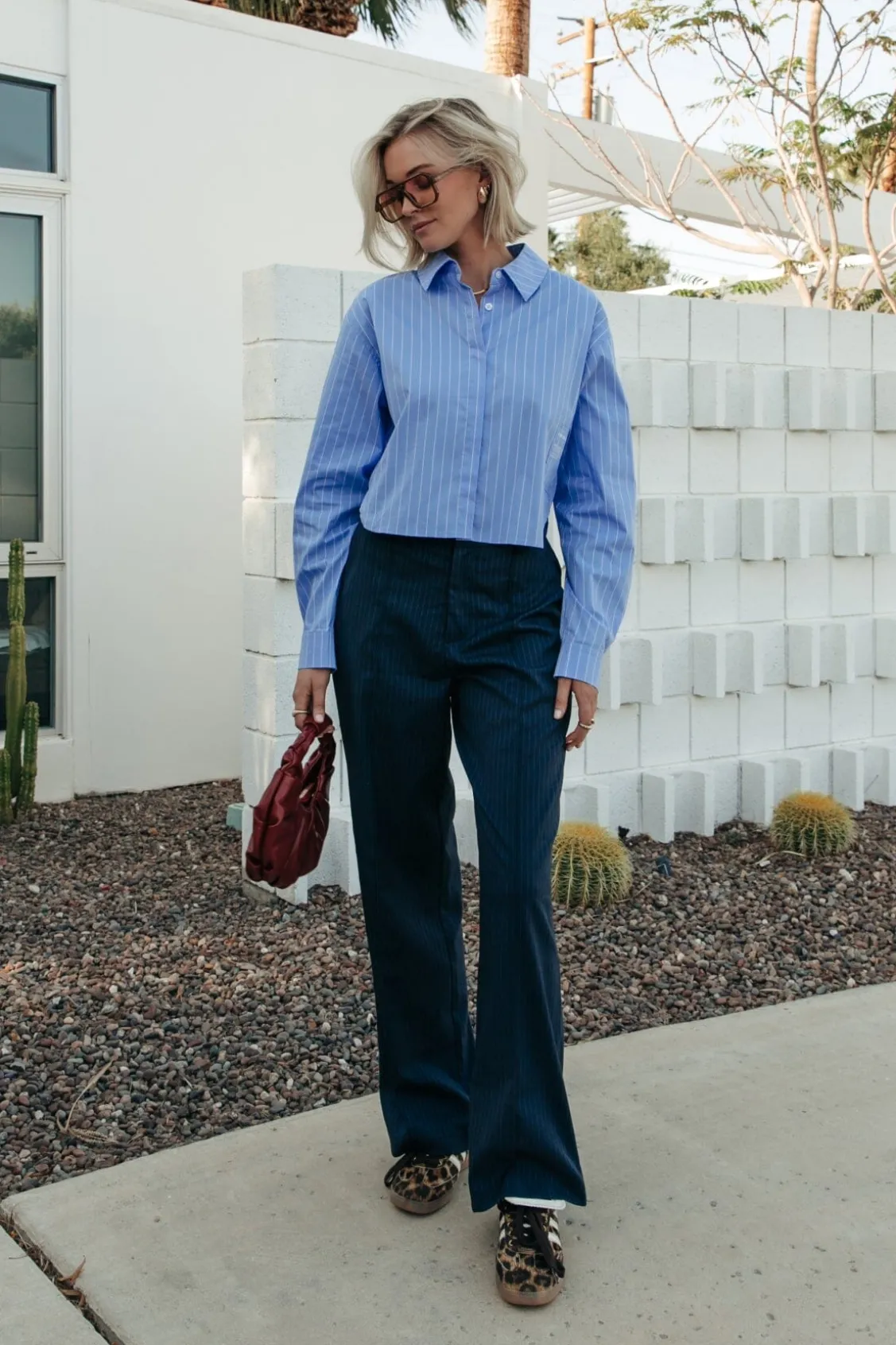 Broeken<Colourful Rebel Rus Pinstripe Straight Pants | Dark blue Darkblue