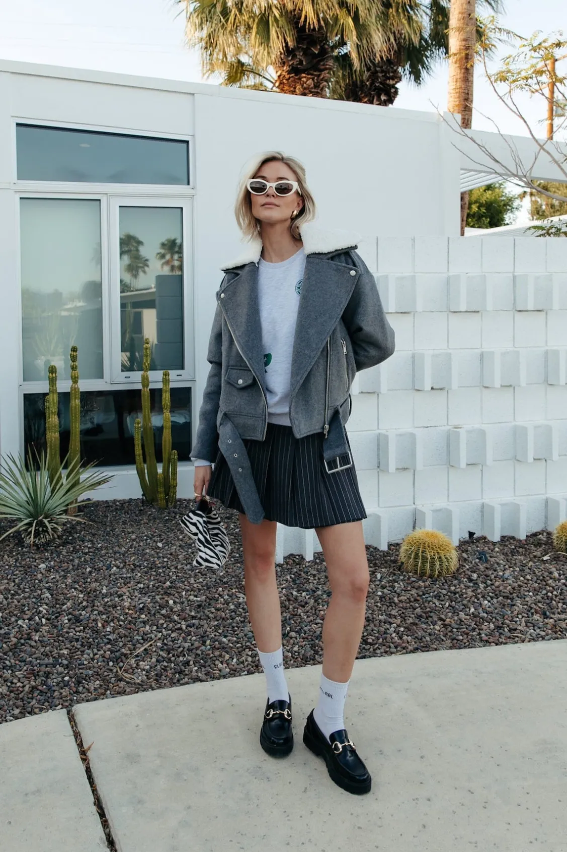 Rokken<Colourful Rebel Shaline Pinstripe Pleated Skirt | Dark Anthracite Darkanthracite