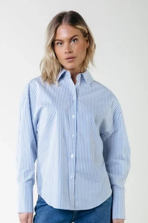 Blouses<Colourful Rebel Talia Stripe Blouse | Blue
