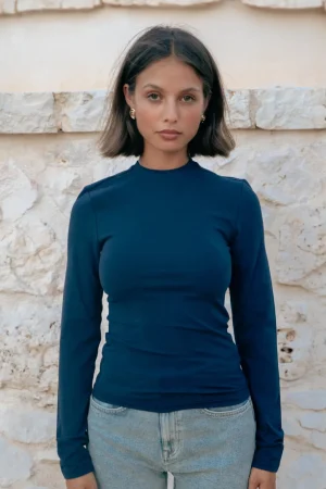 T-shirts<Colourful Rebel Uni Fitted Longsleeve T-shirt | Peacoat Blue Peacoatblue