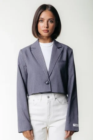 Blazers<Colourful Rebel Winoah Stripe Cropped Blazer | Dark grey Darkgrey